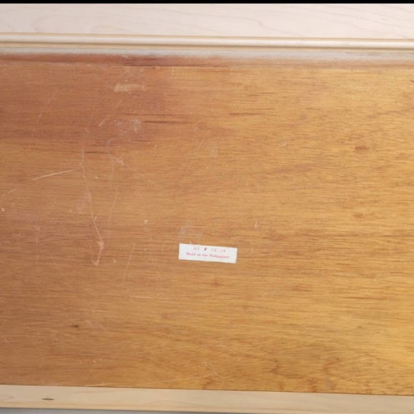 Wooden Fruit Basket Inlay Tray ~ 1960s Vintage Marquetry Inlay Teak Wood Serving - Picture 4 of 4